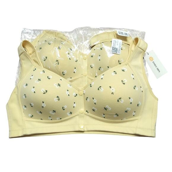 Daisy Bras Set of Two Light Yellow Front Closure Wireless Cotton Bras - Picture 5 of 9